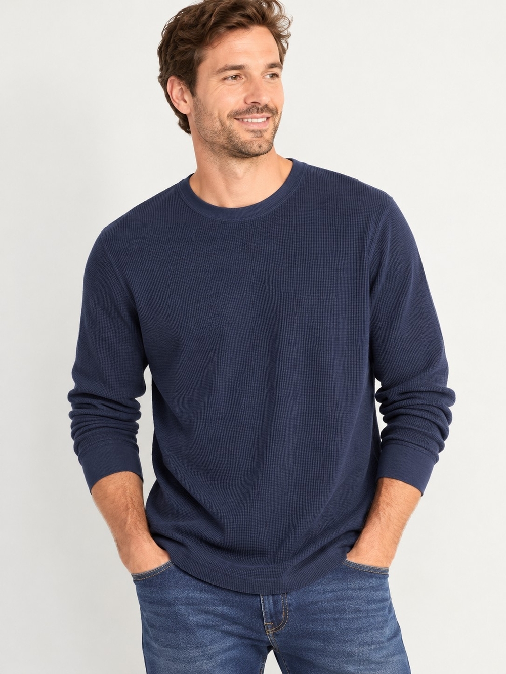 Old Navy XXL Tall Navy Waffle Knit Thermal Long Sleeve T-Shirt Fall Winter Tee